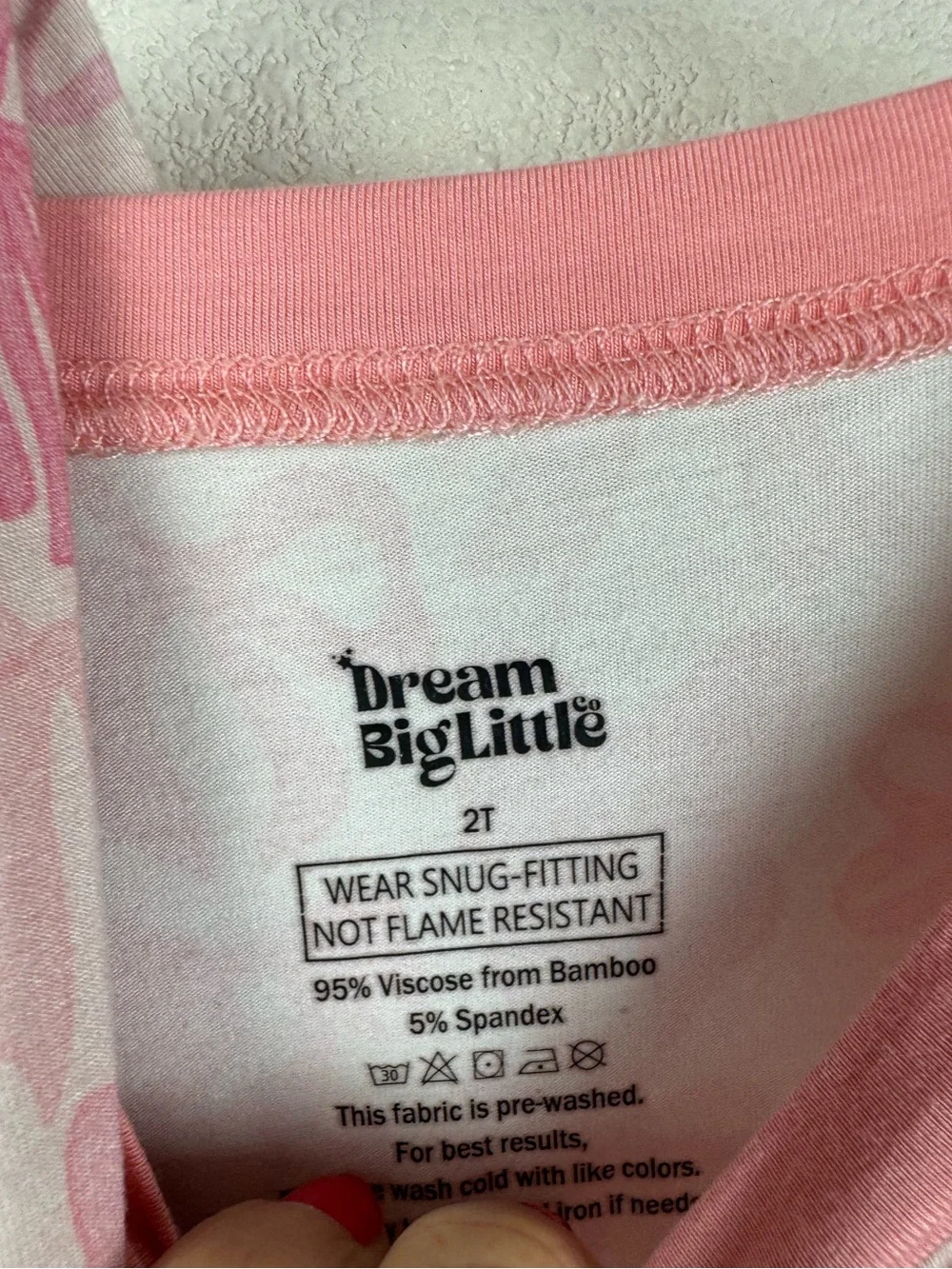Dream big little co-bamboo pajamas-pink bow print 2T